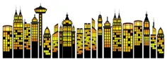 Vector image of high rise landmarks