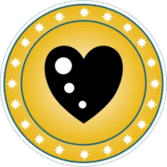 Yellow heart badge vector graphics