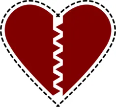 Broken heart with black border vector image