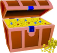 Vector illustration of treasure chest full of coins