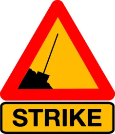 Vector illustration of road sign with word "strike"