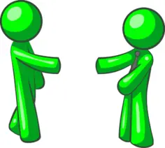 Vector illustration of green figures shaking hands
