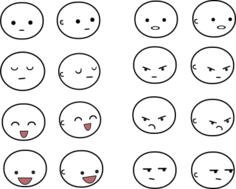 Vector drawing of expressions emoticon-like sets