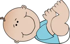 Vector drawing of lying cartoon baby boy