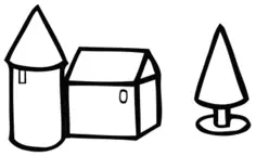 Vector drawing of farmhouse lineart