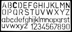 Vector drawing of lowercase and uppercase letters and numbers