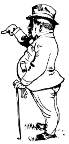 Black and white vector drawing of an older male person