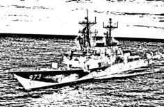Military ship vector drawing