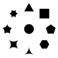 Selection of 9 geometrical shapes vector drawing