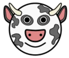 Vector graphics of round face cartoon cow
