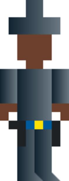 Vector graphics of cowboy with arms pixel art