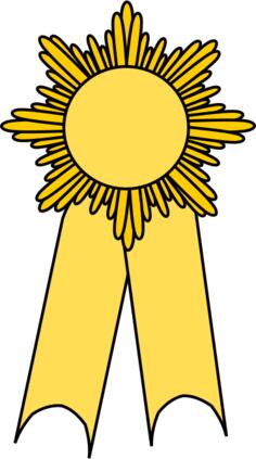 Vector image of medal with a yellow ribbon