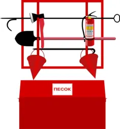 Fire-fighting equipment stand vector drawing