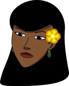 Vector graphics of woman with a flower behind ear