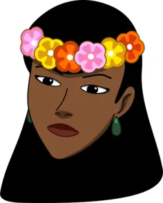 Vector drawing of woman with a Hawaiian lei