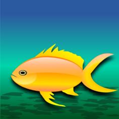 Cartoon gold fish in water vector illustration