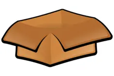Vector clip art of open cardboard box with hanging lid