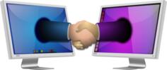 Computer handshake vector illustration