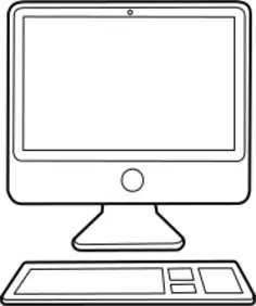 Outline desktop computer configuration vector image