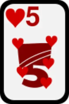 Five of Hearts funky playing card vector clip art