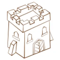 Vector clip art of role play game map icon for a tower square