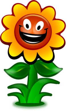 Vector image of game flower character smiling