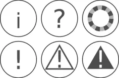 Vector graphics of set of warning notification icons