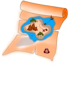 Vector image of old treasure paper map
