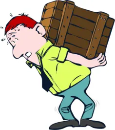 Vector image of man with heavy package on his back