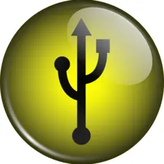 Vector image of button with USB sign on it