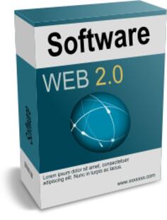 Vector illustration of dark green software packaging box with branding