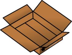 Vector drawing of an open shallow cardboard box