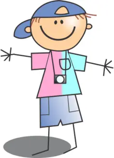 Vector graphics of happy line art kid