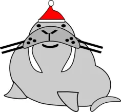 Vector clip art of walrus with Santa hat