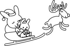 Santa bunny coloring page vector illustration