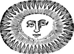 Oval-shaped sun vector illustration