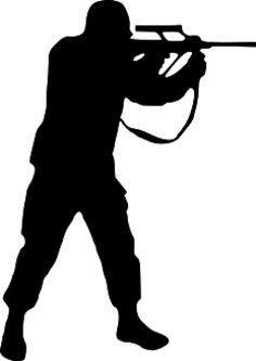 Soldier with gun about to shoot vector illustration