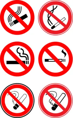 Vector illustrartion of selection of ""no smoking"" signs