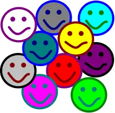 Vector drawing of colorful smileys selection