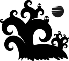 Halloween spooky forest silhouette vector illustration