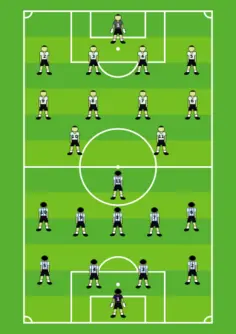Soccer field and players vector image