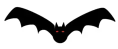 Bat silhouette with red eyes vector clip art