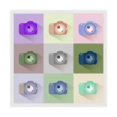 SLR digital photo camera icon set vector image