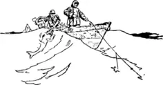 Trawling from a dory vector illustration