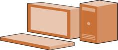 Brown line art desktop computer vector clip art