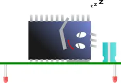 Computer processor sleeping vector drawing