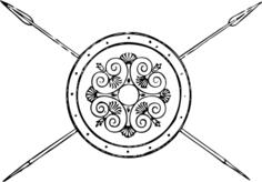 Grecian shield with spears vector drawing