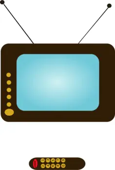 Vector illustration of a TV set and a TV remote control
