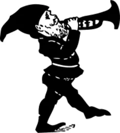 Gnome playing horn vector drawing