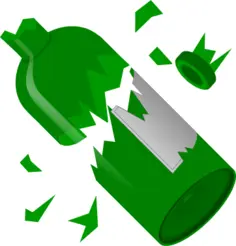 Broken to pieces green bottle vector graphics